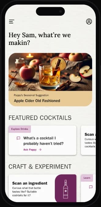 2024 Pappy Figma design with a greeting and suggestion chips