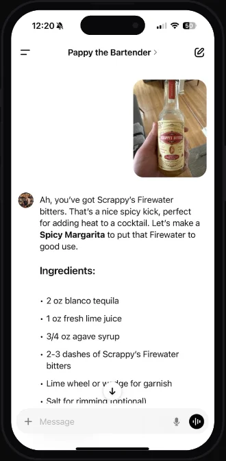 2024 Pappy custom GPT bottle scan response for Scrappy's Firewater bitters